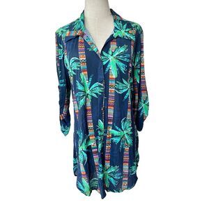 Bluebeach blue palm tree dress